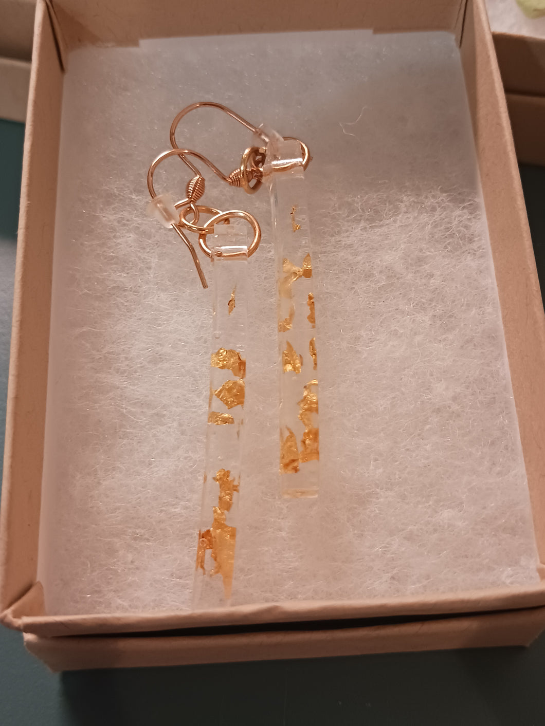 Resin Earrings With Gold Leaf