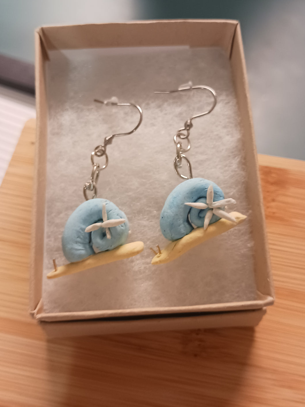 Blue Snail Clay Earrings