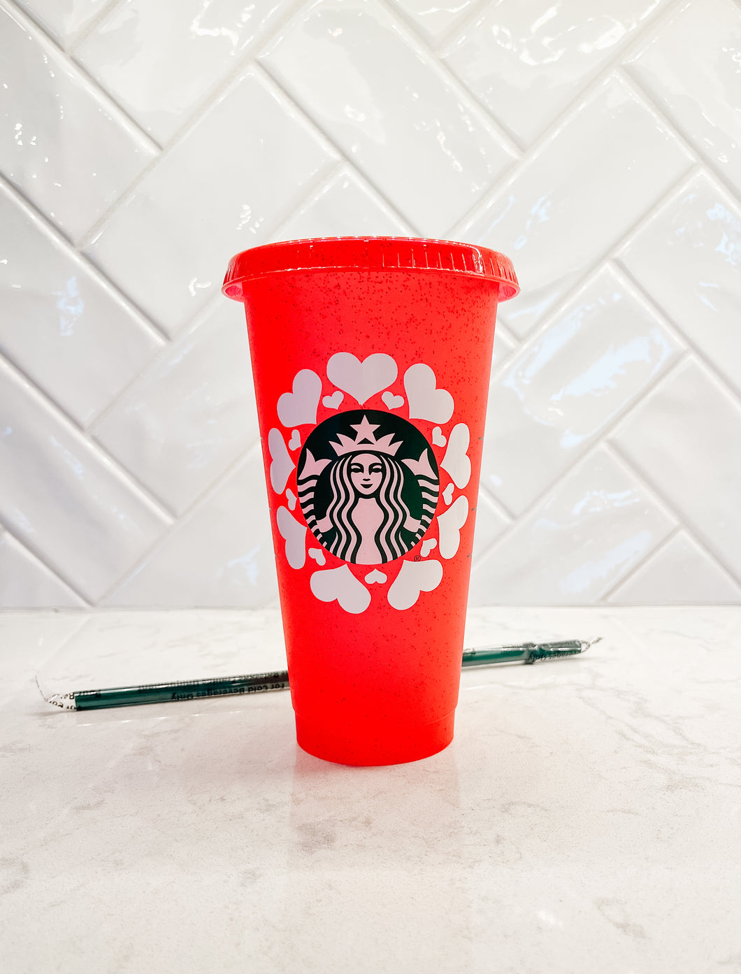 Glitter Heart Starbucks Cup